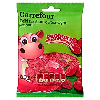 Carrefour Żelki z sokiem owocowym poziomki 