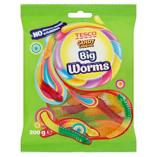Tesco Candy Carnival Big Worms Żelki o smaku owocowym