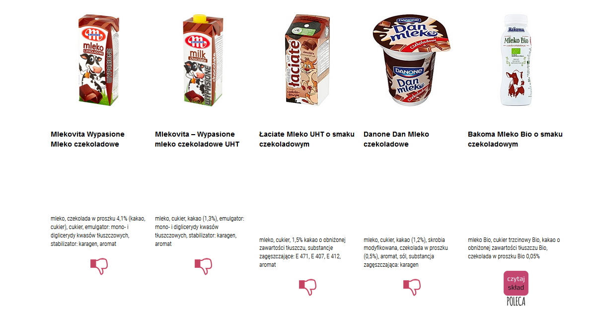 mleko o smaku czekoladowym