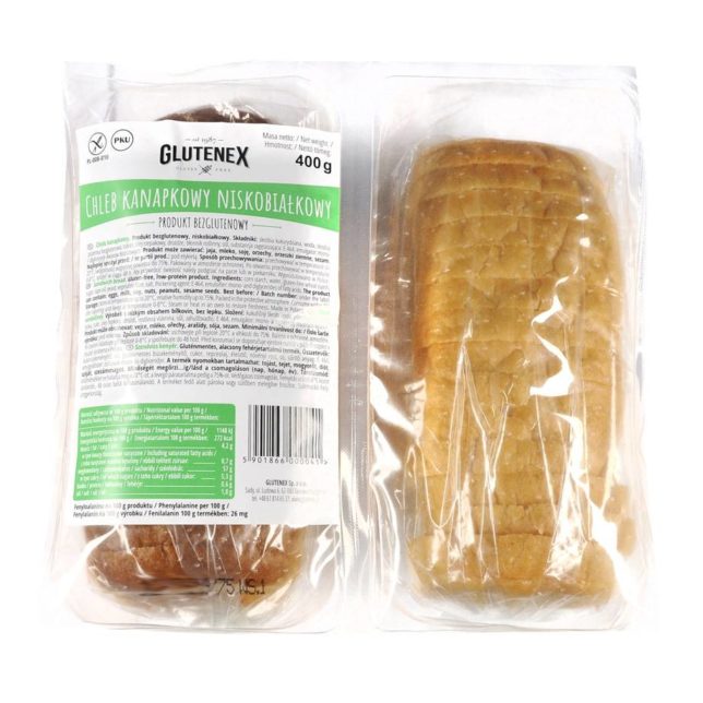  Glutenex - Chleb kanapkowy produkt bezglutenowy niskobiałkowy 