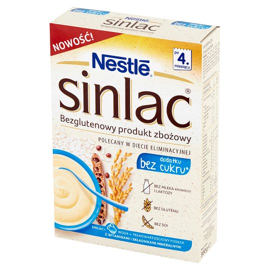 Nestlé Sinlac Bezglutenowy produkt zbożowy bez dodatku cukru po 4. miesiącu